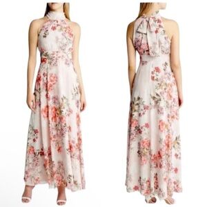 Eliza J Floral Maxi Dress - Pink and White